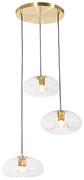 Suspensie Art Deco aurie cu sticla rotunda 3 lumini - Ayesha