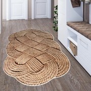 Covor camera antiderapant, bej, efect impletit