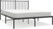 vidaXL Cadru de pat metalic cu tăblie, negru, 135x190 cm