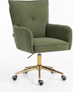 HR250K Scaun Catifea Reiată Premium culoare verde salvie Bază Aurie