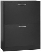 HOMCOM Dulap de Pantofi Mobilier Scară dim. 60L x 24l x 80H cm 2 Uși Batante Negru | Aosom Romania