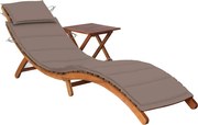 vidaXL Șezlong de grădină cu masă și pernă, lemn masiv de acacia