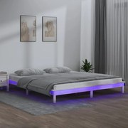 vidaXL Cadru de pat cu LED, alb, 160x200 cm, lemn masiv