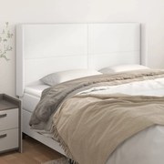 vidaXL Tăblie de pat cu aripioare, alb, 163x16x118/128 cm, piele eco