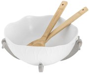Set bol de salată din gresie ceramică și tacâmuri din bambus Villa Altachiara Yin&amp;Yang