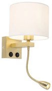 Lampă de perete Art Deco aurie cu abajur alb - Brescia