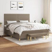 vidaXL Pat box spring cu saltea, gri taupe, 160x200 cm material textil