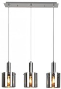 Lustra cu 3 Pendule design modern Donati crom/fumuriu