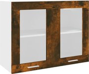 vidaXL Dulap de sticlă suspendat “Lyon”, stejar fumuriu, 80x31x60 cm