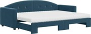 vidaXL Pat de zi cu extensie și saltea, albastru, 80x200 cm, catifea