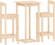 vidaXL Set mobilier de bar, 3 piese, lemn masiv de pin