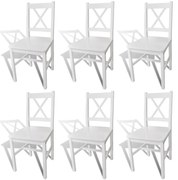vidaXL Scaune de bucătărie, 6 buc., alb, lemn de pin