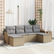 vidaXL Set de canapele pentru grădină cu pernă 6 pcs Bej Rattan poli