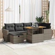 vidaXL Set canapele grădină cu perne 8 piese gri poliratan/lemn acacia