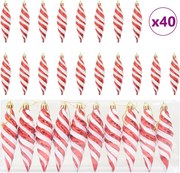 vidaXL Bola în formă de spirală de Crăciun 40 pcs Roșu Plastic