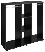 HOMCOM Șifonier cu șinar Mobilier de Depozitare 6 roți 120L x 40l x 128H cm din lemn Negru | Aosom Romania