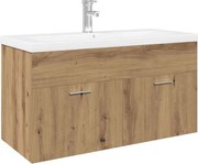 vidaXL Dulap pentru chiuvetă cu chiuvetă încorporată Artisan Stejar