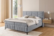 Pat boxspring Penia 160x200 cu spațiu de depozitare - catifea cenușie hidrofobă Element 24