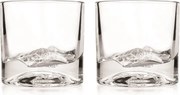Set pahare pentru whisky LIITON 1009977 Rocky Mountain, 240 ml, 2 buc, Fund 3D varf Elbert, Transparent