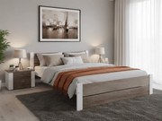 Pat dublu Culoare alb/stejar trufa, IKAROS DOUBLE 160 x 200 cm Saltele: Cu saltele Deluxe 10 cm, Somiera pat: Cu lamele curbate