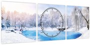Tablou - Lac de gheață (cu ceas) (90x30 cm)