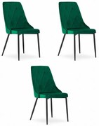 Scaun Bucatarie Si Dining IMOLA Catifea Verde /Picioare Negre  x 3 Buc