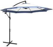 Outsunny Umbrelă de Grădină cu Bază în Cruce, Deschidere cu Manivelă și Orificiu de Ventilație, Ø295x194 cm, Albastru | Aosom Romania