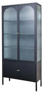 Vitrina moderna din metal si sticla Paris 180cm negru