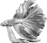 Statueta decorativa extravaganta Fisch Crowntail 35cm, argintiu