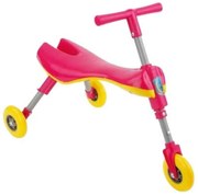 Trotineta pliabila pentru copii NOVOKIDS™ Scuttle Bug, Cadru metalic, 1-4 ani, maxim 20 kg, 3 roti din silicon, Stabilitate mare, Roz