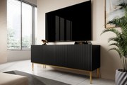 Comodă TV Nicole 150 cm - negru mat / picioare aurii