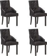 vidaXL Scaune de bucătărie, 4 buc., negru, piele naturală de capră