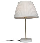 Lampă de masă retro alamă cu umbră plisată cremă 35 cm - Kaso