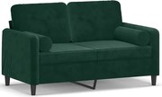 vidaXL Canapea cu 2 locuri cu pernuțe, verde închis, 120 cm, catifea