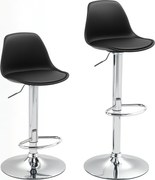 Homcom Set 2 Scaune Bar – Reglabile, Cu Spatar si Pivotante | Aosom Romania