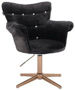 HR804CCROSS scaun Catifea Negru cu Bază Aurie