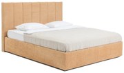 Pat matrimonial galben muștar tapițat cu spațiu de depozitare cu somieră 160x200 cm Thessa Bold Line – Bonami Selection