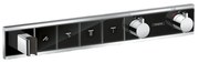 Baterie dus incastrata cu 4 functii Hansgrohe Rainselect cu termostat negru-crom lucios