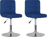 vidaXL Scaune de bucătărie pivotante, 2 buc., albastru, textil