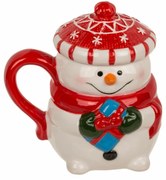 Cană cu capac Merry Snowman,  300 ml