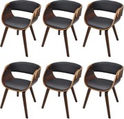 vidaXL Scaune de bucătărie, 6 buc., maro, piele ecologică