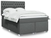 vidaXL Pat box spring cu saltea, gri închis, 140x190 cm, textil