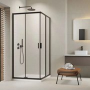 Cabina de dus patrata cu usi glisante Radaway Alienta 90x90 cm negru-transparent