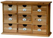 Organizator de birou cu 9 sertare, cu numere ceramice, aspect vintage