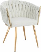 HR750 Scaun cu picioare Aurie Crem din Boucle