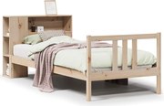 vidaXL Pat cu bibliotecă fără saltea, 75x190 cm, lemn masiv de pin