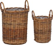 vidaXL Coș de Plante cu depozitare 2 pcs Maro Ratan Kubu