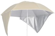 vidaXL Umbrelă soare de plajă cu pereți laterali, nisipiu, 215 cm