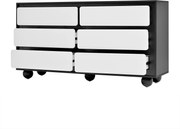 Comodă cu 6 sertare, colțuri rotunjite la sertare, 140x38x74,5 cm, Negru