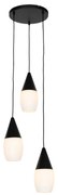 Lampa suspendata moderna neagra cu sticla opal 3 lumini - Drop